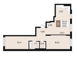 Продается 3-комнатная квартира ЖК Роза ветров, 78.55  м&sup2;, 10610600 рублей