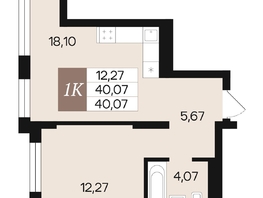 Продается 1-комнатная квартира ЖК Роза ветров, 40.07  м², 5778094 рублей