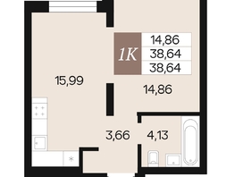 Продается 1-комнатная квартира ЖК Роза ветров, 38.64  м², 5213695 рублей