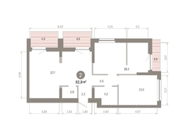 Продается 2-комнатная квартира ЖК Лебедевский квартал, д 1, 82.9  м&sup2;, 11370000 рублей