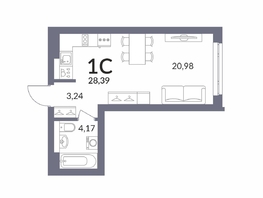 Продается Студия ЖК Горская Лагуна, корпус 2, 28.39  м², 7303000 рублей
