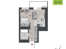 Продается Студия ЖК ДНК, 30.7  м&sup2;, 5101550 рублей