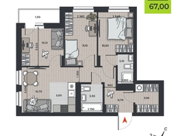 Продается 4-комнатная квартира ЖК ДНК, 67  м&sup2;, 9294850 рублей