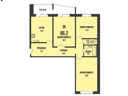 Продается 3-комнатная квартира ЖК Династия, дом 913, 86.2  м&sup2;, 10000000 рублей
