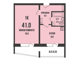 Продается 1-комнатная квартира ЖК Династия, дом 914, 41  м&sup2;,  рублей