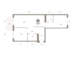 Продается 2-комнатная квартира ЖК Пшеница, дом 5.2, 74.2  м&sup2;, 10620000 рублей