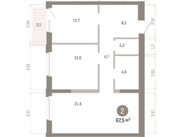 Продается 2-комнатная квартира ЖК Город на озере, 67.47  м&sup2;, 12460000 рублей