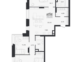 Продается 4-комнатная квартира ЖК Ясный берег, дом 19, бс 2-5, 102.24  м&sup2;, 14422000 рублей
