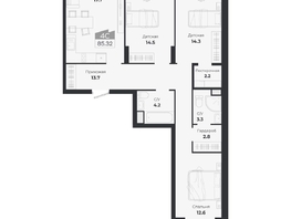 Продается 4-комнатная квартира ЖК Ясный берег, дом 19, бс 2-5, 89.14  м&sup2;, 14778000 рублей