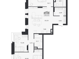Продается 4-комнатная квартира ЖК Ясный берег, дом 19, бс 2-5, 102.25  м&sup2;, 14519000 рублей