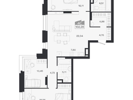 Продается 4-комнатная квартира ЖК Ясный берег, дом 19, бс 2-5, 102.17  м&sup2;, 17320000 рублей