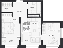Продается 3-комнатная квартира ЖК Ясный берег, дом 19, бс 2-5, 50.35  м&sup2;, 10063000 рублей