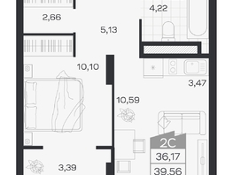 Продается 2-комнатная квартира ЖК Ясный берег, дом 19, бс 2-5, 39.56  м&sup2;, 8643000 рублей