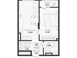 Продается 2-комнатная квартира ЖК Ясный берег, дом 10, бс 8-10, 40.42  м&sup2;, 8115000 рублей