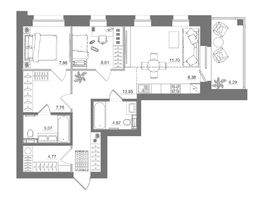 Продается 2-комнатная квартира ЖК Спектр, дом 10, 78.92  м&sup2;, 12990000 рублей