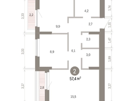 Продается 2-комнатная квартира ЖК Пшеница, 6.1, 57.38  м&sup2;, 8000000 рублей