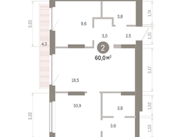 Продается 2-комнатная квартира ЖК Лебедевский квартал, дом 1, 60  м&sup2;, 9790000 рублей