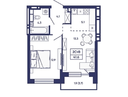 Продается 2-комнатная квартира ЖК Сподвижники, дом 2, 41.6  м&sup2;, 7250000 рублей