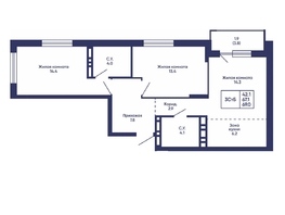 Продается 3-комнатная квартира ЖК Сподвижники, дом 3, 69  м&sup2;, 8400000 рублей