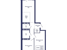 Продается 3-комнатная квартира ЖК Сподвижники, дом 3, 63.6  м&sup2;, 7400000 рублей
