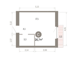 Продается Студия ЖК Пшеница, 6.1, 26.7  м&sup2;, 4470000 рублей