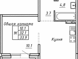 Продается 1-комнатная квартира ЖК Гренландия, Лес дом №5, 33.9  м&sup2;, 5100000 рублей
