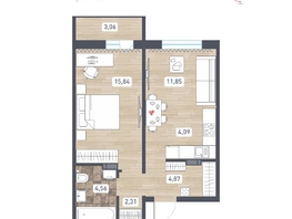 Продается 2-комнатная квартира ЖК Радуга Сибири, дом 14, 45.05  м&sup2;, 4662675 рублей