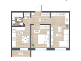 Продается 2-комнатная квартира ЖК Радуга Сибири, дом 14, 52.1  м&sup2;, 5533020 рублей