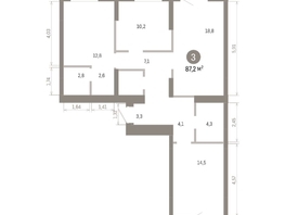 Продается 3-комнатная квартира ЖК Пшеница, 6.1, 87.16  м&sup2;, 11700000 рублей