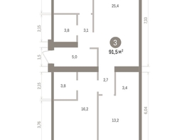 Продается 3-комнатная квартира ЖК Пшеница, дом 5.2, 91.49  м&sup2;, 12600000 рублей