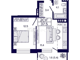 Продается 1-комнатная квартира Ляпидевского ул, 37.3  м&sup2;, 6650000 рублей