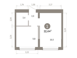 Продается 1-комнатная квартира ЖК Европейский берег, дом 46, 32.38  м&sup2;, 6250000 рублей