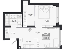 Продается 2-комнатная квартира ЖК Ясный берег, дом 33, 46.6  м&sup2;, 7017000 рублей