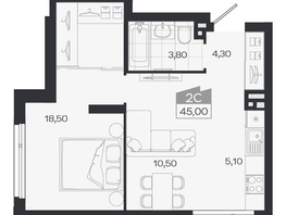 Продается 2-комнатная квартира ЖК Ясный берег, дом 33, 45  м&sup2;, 7140000 рублей