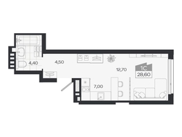 Продается Студия ЖК Ясный берег, дом 33, 28.6  м&sup2;, 5060000 рублей