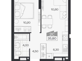 Продается 2-комнатная квартира ЖК Ясный берег, дом 33, 35.8  м&sup2;, 6444000 рублей