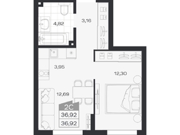 Продается 2-комнатная квартира ЖК Ясный берег, дом 33, 36.92  м&sup2;, 6732000 рублей