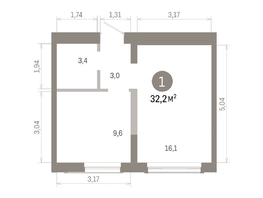 Продается 1-комнатная квартира ЖК Европейский берег, дом 46, 32.16  м&sup2;, 6210000 рублей
