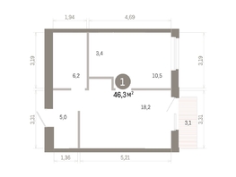Продается 1-комнатная квартира ЖК Город на озере, 46.29  м&sup2;, 9390000 рублей