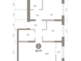 Продается 2-комнатная квартира ЖК Европейский берег, дом 46, 56.65  м&sup2;, 9660000 рублей