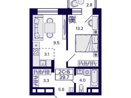 Продается 2-комнатная квартира ЖК Цитатум, 40.1  м&sup2;, 7200000 рублей
