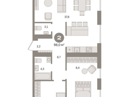 Продается 2-комнатная квартира ЖК Пшеница, дом 2.2, 97.98  м&sup2;, 13130000 рублей