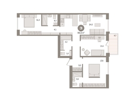 Продается 3-комнатная квартира ЖК Пшеница, дом 2.2, 96.54  м&sup2;, 14130000 рублей