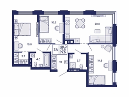 Продается 3-комнатная квартира ЖК Сила леса, корп 1, 79.5  м&sup2;, 12450000 рублей