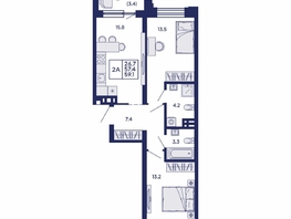 Продается 2-комнатная квартира ЖК Сила леса, корп 1, 59.1  м&sup2;, 8800000 рублей