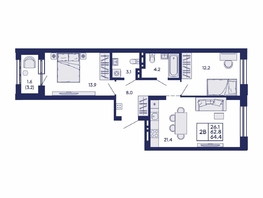 Продается 2-комнатная квартира ЖК Сила леса, корп 2, 64.4  м&sup2;, 10900000 рублей