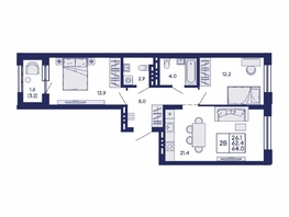 Продается 2-комнатная квартира ЖК Сила леса, корп 2, 64  м&sup2;, 10500000 рублей