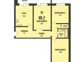 Продается 3-комнатная квартира ЖК Династия, дом 910, 86.2  м&sup2;, 9100000 рублей