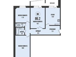 Продается 3-комнатная квартира ЖК Династия, дом 912, 86.2  м&sup2;, 9200000 рублей
