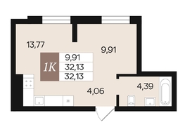 Продается 1-комнатная квартира ЖК Роза ветров, 32.13  м&sup2;, 5110490 рублей